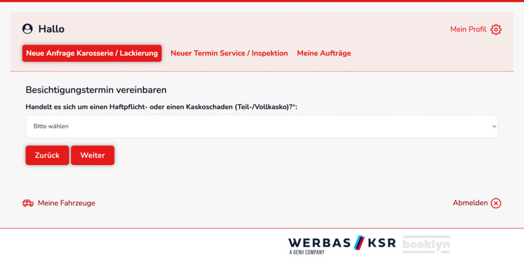 Neue Anfrage Step 3 Haftpflich Vollkasko